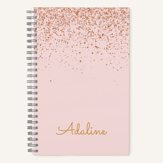 Personalized Gold Glitter Monogram Name Notebook (Front)