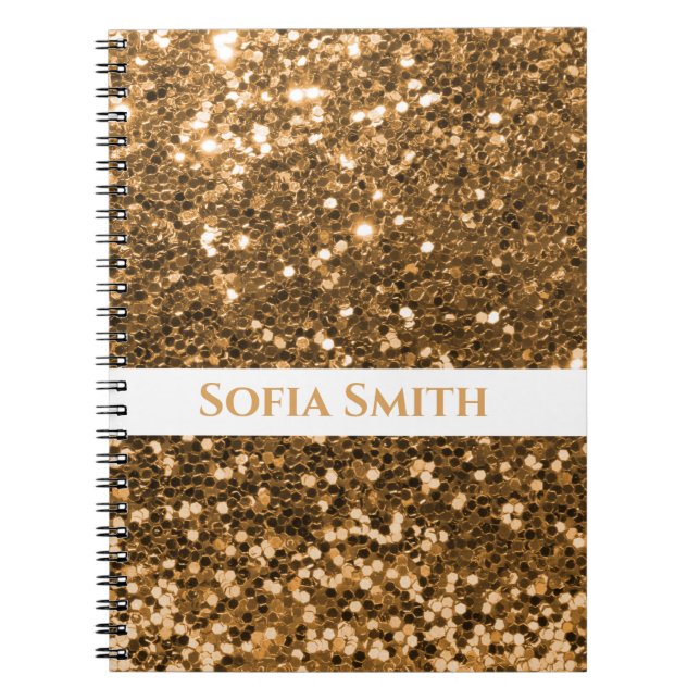 Personalized Gold Glitter  Notebook (Front)