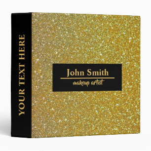 Personalized Gold Glitter Print Black Badge Binder