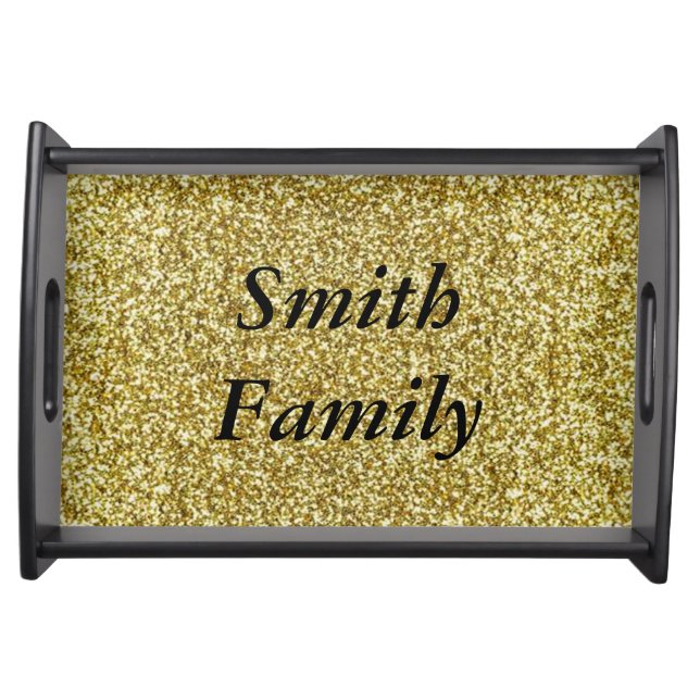 Personalized Gold Glitter Serving Tray (Front)
