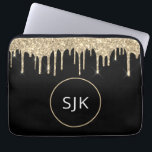 Personalized Gold Glitter Sparkle Monogram Laptop Sleeve<br><div class="desc">Personalized Gold and Black Faux Glitter and Sparkle Elegant Monogrammed Initials Case. This case can be customized to include your initial and first name.</div>