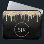 Personalized Gold Glitter Sparkle Monogram Laptop Sleeve<br><div class="desc">Personalized Gold and Black Faux Glitter and Sparkle Elegant Monogrammed Initials Case. This case can be customized to include your initial and first name.</div>