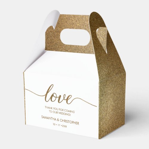 Personalized Gold Glitter Wedding Love Thank You Favor Boxes