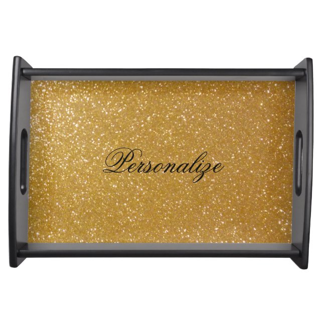 Personalized gold glitter wedding serving tray (Front)