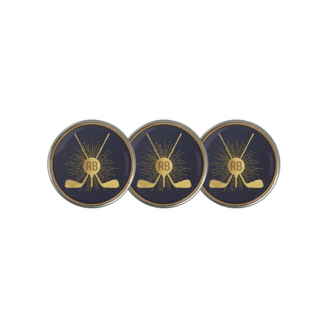 Personalized Gold Golf Clubs Golf Ball Marker (3 Up)