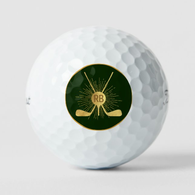 Personalized Gold Golf Clubs Golf Balls (Front)