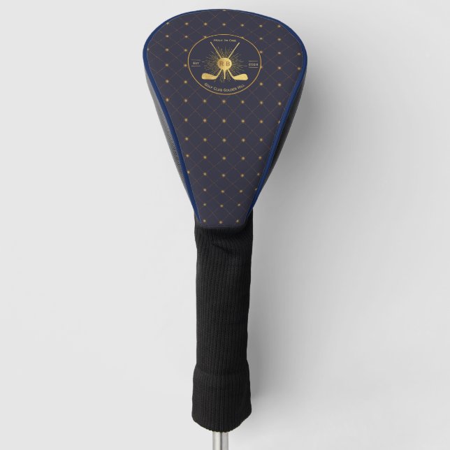 Personalized Gold Golf Clubs Golf Head Cover (Front)