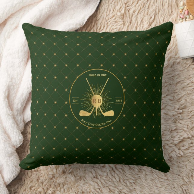  Personalized Gold Golf Clubs Throw Pillow (Blanket)