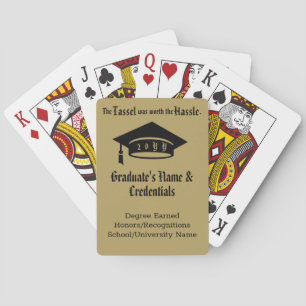 Personalized Gold Graduation Cap and Tassel Poker Cards