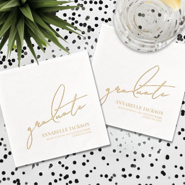 Personalized Gold Graduation Foil Napkins (Personalized Gold Graduation Foil Napkins)