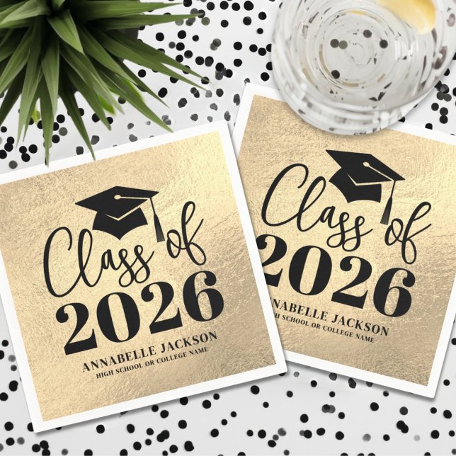 Personalized Gold Graduation Napkins (Personalized Gold Graduation Napkins)