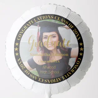 Personalized Gold Graduation Photo Balloon