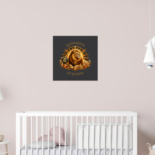 Personalized Gold Gray Leo Zodiac Sign Poster