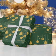 Personalized Gold Green Ornament Christmas 