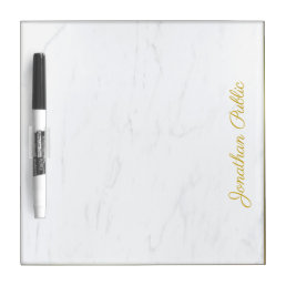 Personalized Gold Hand Script Modern Marble Trendy Dry Erase Board