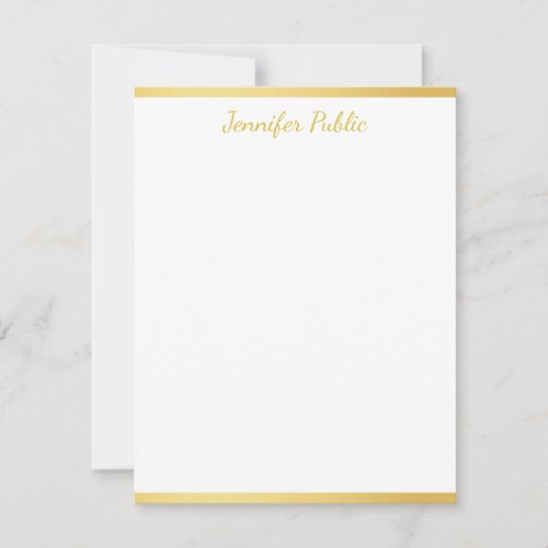 Personalized Gold Hand Script Name Vertical Note Card