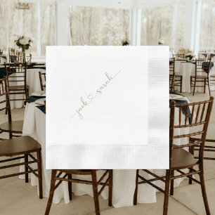 Personalized Gold Heart Font Names Wedding Napkins