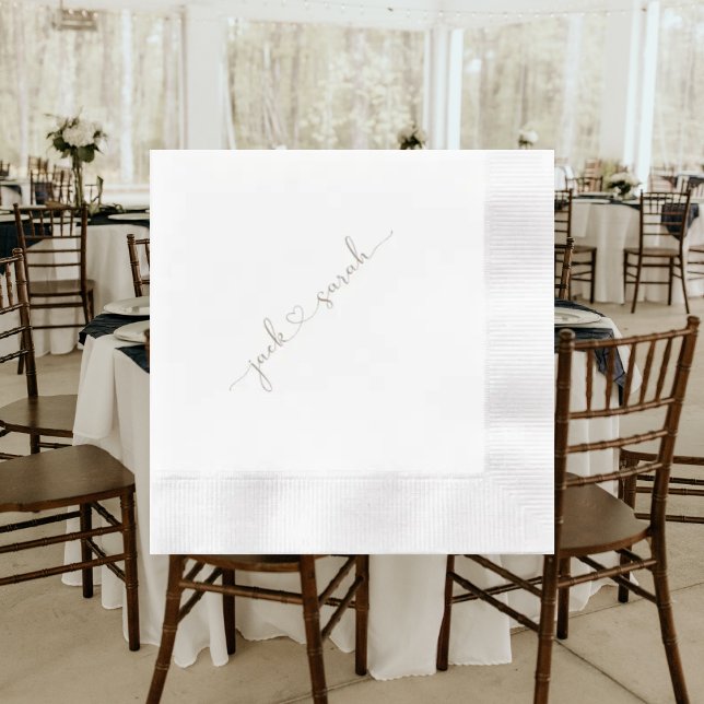 Personalized Gold Heart Font Names Wedding Napkins (Creator Uploaded)