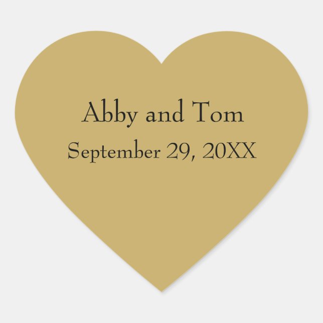 Personalized Gold Heart Stickers Wedding Valentine (Front)