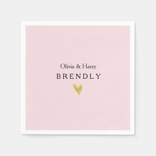 Personalized Gold Heart Wedding Paper Napkins