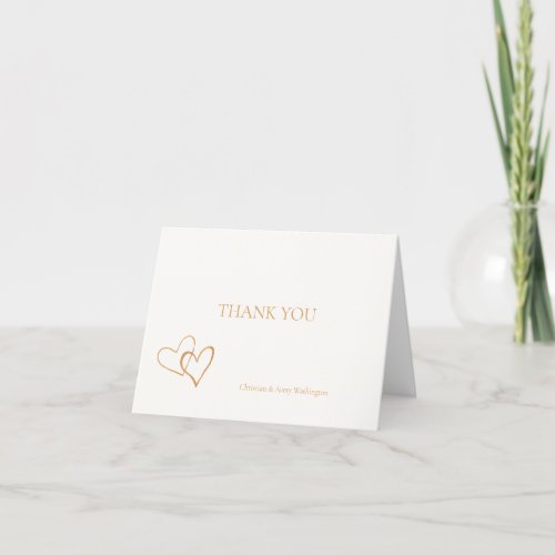 Personalized Gold Hearts Thank you Card