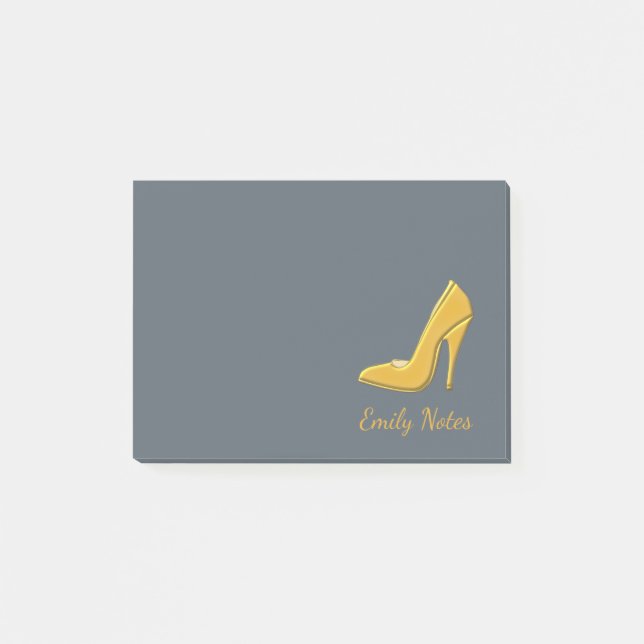 Personalized Gold high heel shoe Post-it Notes (Front)