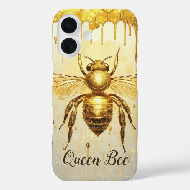 Personalized Gold Honey Bee Beehive Honeybee Case-Mate iPhone Case (Back)