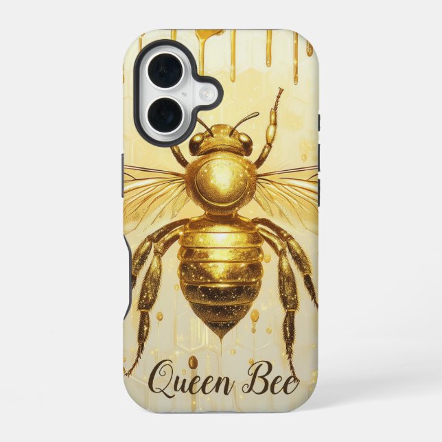 Personalized Gold Honey Bee Beehive Honeybee iPhone Case (Back)