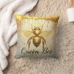 Personalized Gold Honey Bee Beehive Honeybee Throw Pillow