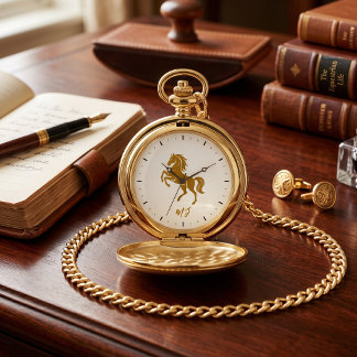 Personalized Gold Horse Pocket Watch