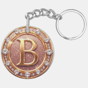 Personalized Gold Initial B Gift For Bride Keychain