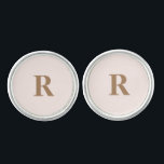 Personalized Gold Initial Blush Groomsmen  Cufflinks<br><div class="desc">Custom Masculine Font Gold Initial on blush background Cufflinks.  Wedding.  Groomsman.</div>