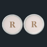 Personalized Gold Initial Blush Groomsmen  Cufflinks<br><div class="desc">Custom Masculine Font Gold Initial on blush background Cufflinks.  Wedding.  Groomsman.</div>