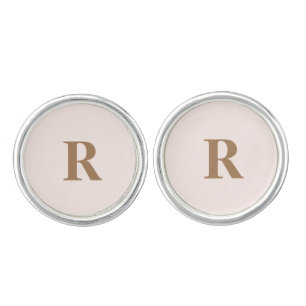 Personalized Gold Initial Blush Groomsmen Cufflinks