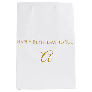 Personalized Gold Initial Happy Birthday Gift Bag