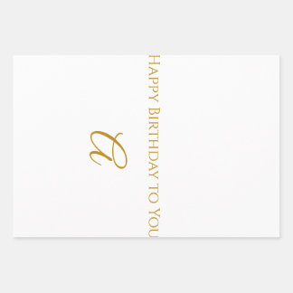 Personalized Gold Initial Happy Birthday Wrapping Paper Sheets