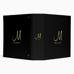 Personalized Gold Initial Letter Monogram Elegant 3 Ring Binder