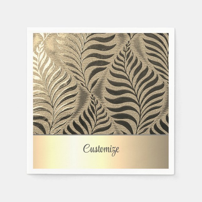Personalized Gold Leaf Motif 2 Napkins (Front)