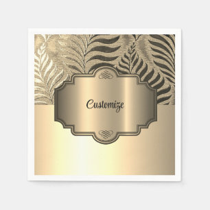 Personalized Gold Leaf Motif 3 Napkins