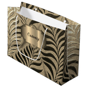 Personalized Gold Leaf Motif Large Gift Bag