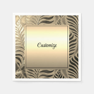 Personalized Gold Leaf Motif Napkins