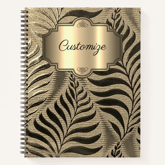 Personalized Gold Leaf Motif Notebook (Front)
