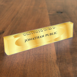Personalized Gold Look Elegant Glamour Template Desk Name Plate