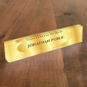 Personalized Gold Look Elegant Glamour Template Desk Name Plate