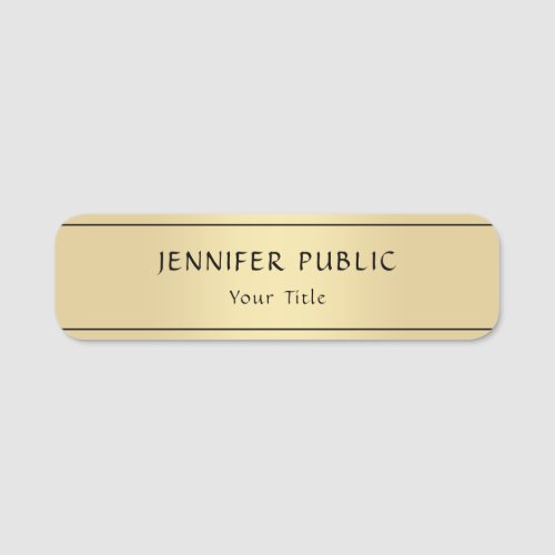 Personalized Gold Look Elegant Modern Template Name Tag