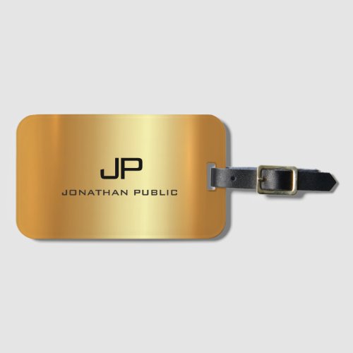 Personalized Gold Look Elegant Monogram Template Luggage Tag