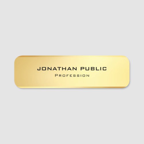 Personalized Gold Look Modern Simple Template Name Tag