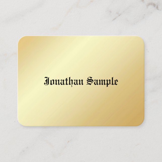 Personalized Gold Look Template Old Text Glamorous Business Card (Front)