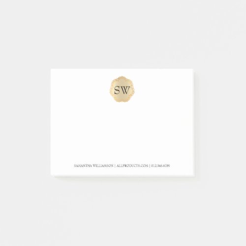 Personalized Gold Medallion Monogram Professional Post_it Notes