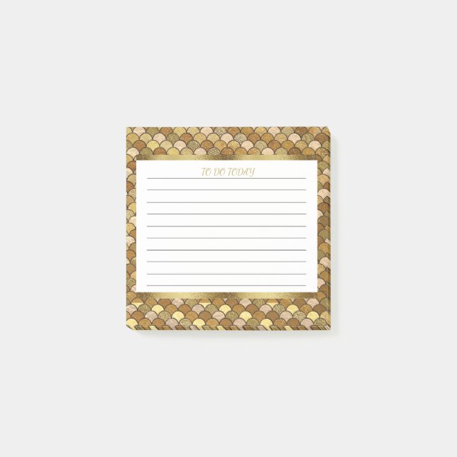 Personalized Gold Mermaid Scales 3x3 Post-it Notes (Front)